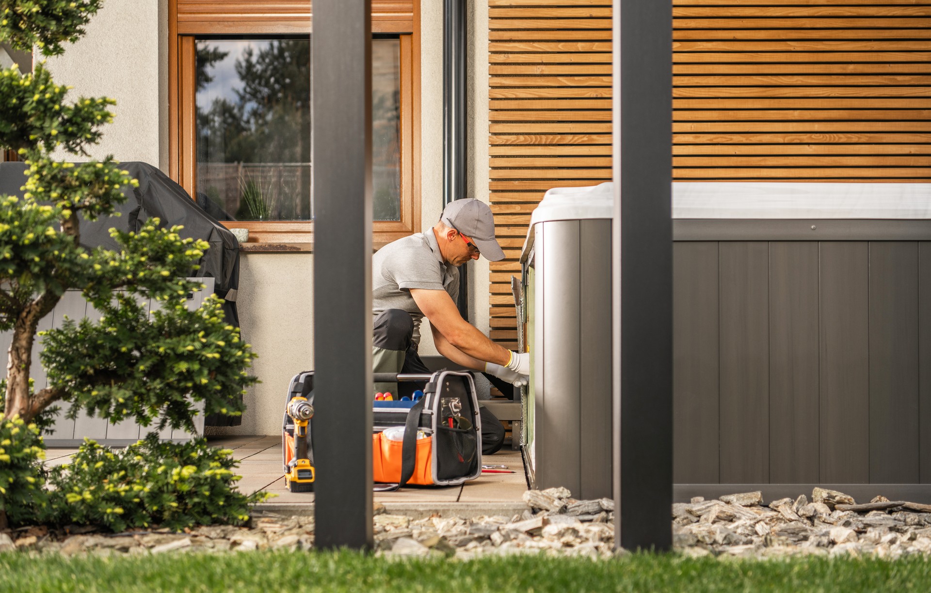 Hot Tub Maintenance Performed by Technician